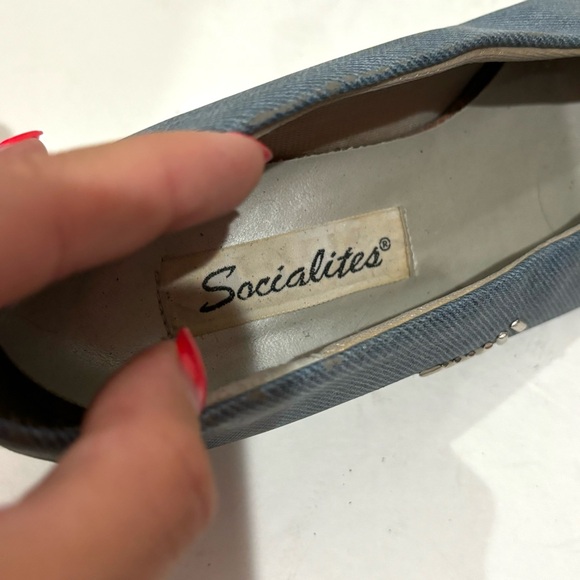 SOCIALITES Women’s Vintage Blue Denim & Silver Rhinestone Heels Shoes - size 7.5 - Picture 5 of 6